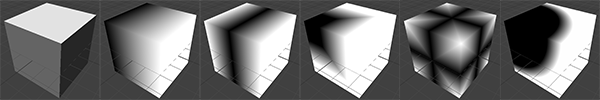 The Gradient tool applied to a default cube.